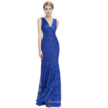 Starzz 2016 sans manches en V à encolure en V élégante robe de soirée bleue en dentelle bleue ST000084-2